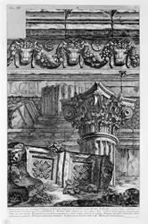 Dimostrazione di varj ornamenti del Tempio di Vesta, che comprovano li simboli di questa Divinità